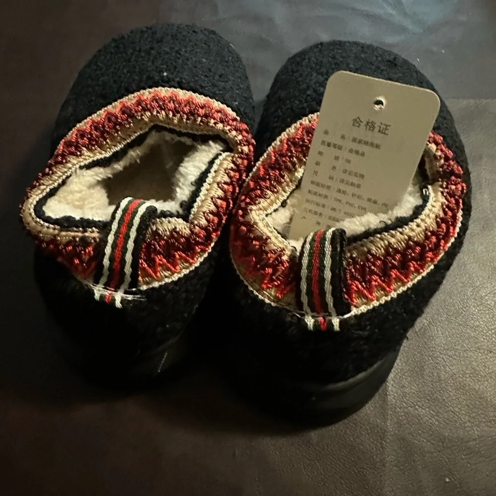 Kids Black and Red Cozy Slippers